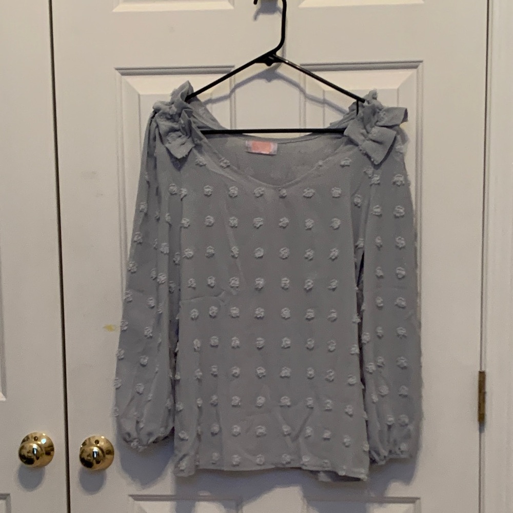Elegant pale blue Women's Top with shoulder Details